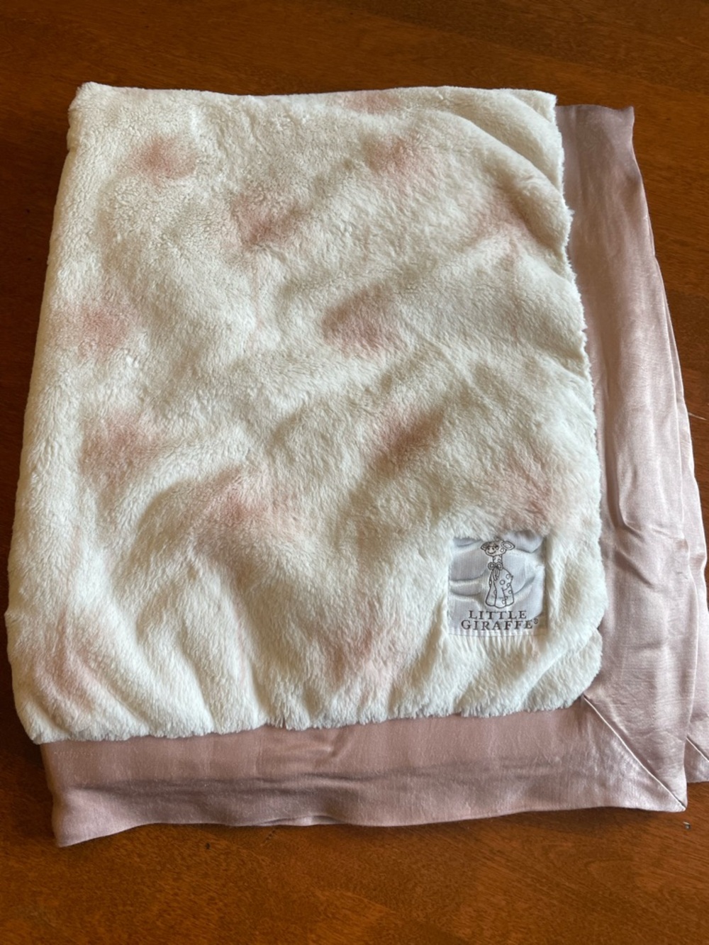 Little Giraffe Blush Pink Dot Plush Luxe Baby Blanket 29 x 34